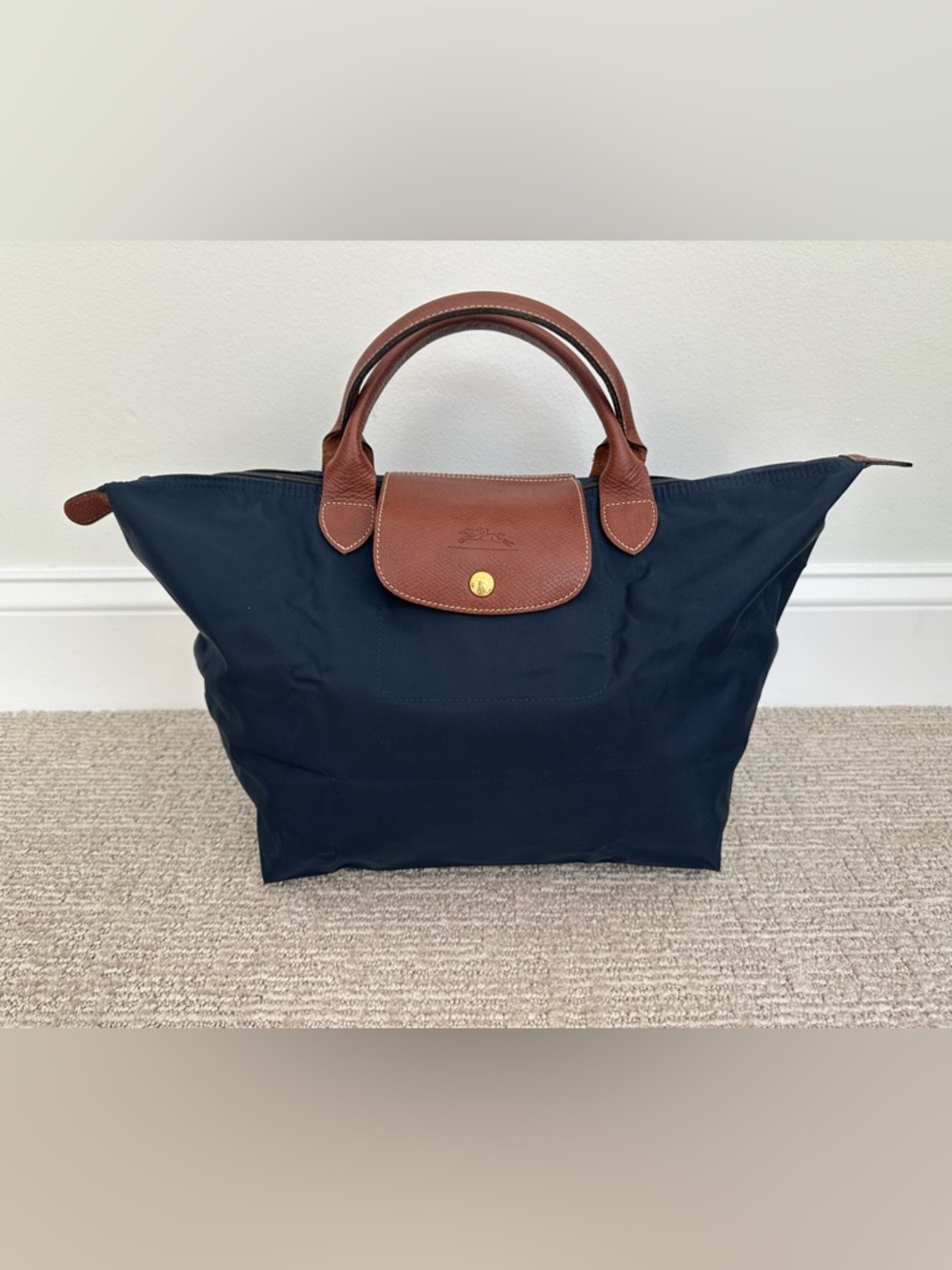 Longchamp Navy Le Pliage Medium Handbag
